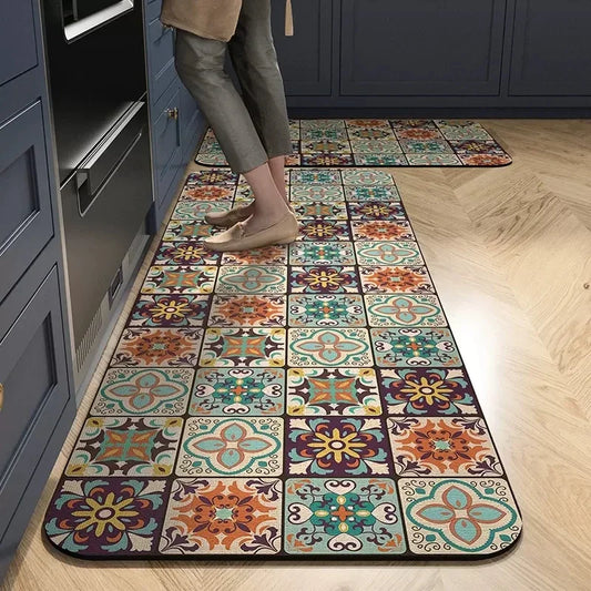 VIKAMA Kitchen Oil-Resistant Floor Mat Absorbent Quick-Dry Non-Slip Bathroom Doormat