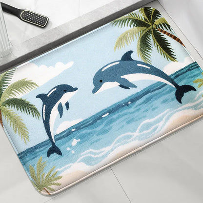 Beach Seaside Bathroom Mat Absorbent Non-Slip Foot Rug Shower Room Door Carpet Machine Washable Home Decor