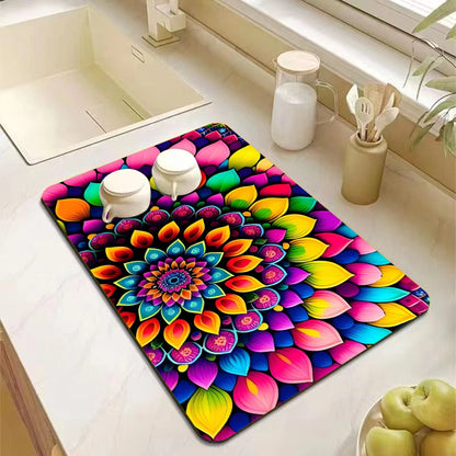 Abstract Mandala Absorbent Drying Mat