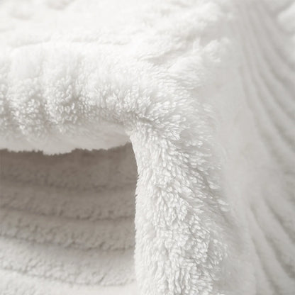 Thickened Striped Cotton Velvet Bathroom Floor Mat Solid Color Non-Slip Absorbent Bedroom Entrance Carpet