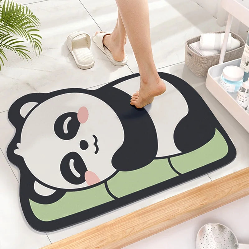Cute Diatom Super Absorbent Bathroom Mat Cartoon Non-Slip Quick-Drying Toilet Bath Floor Mat