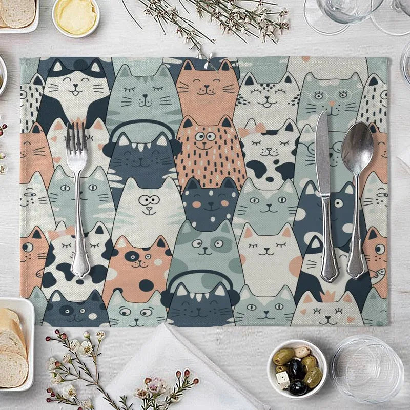 Cute Animal Cotton Linen Kids Placemat Set