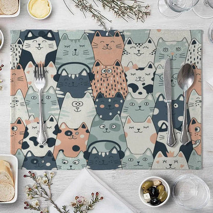Cute Animal Cotton Linen Kids Placemat Set