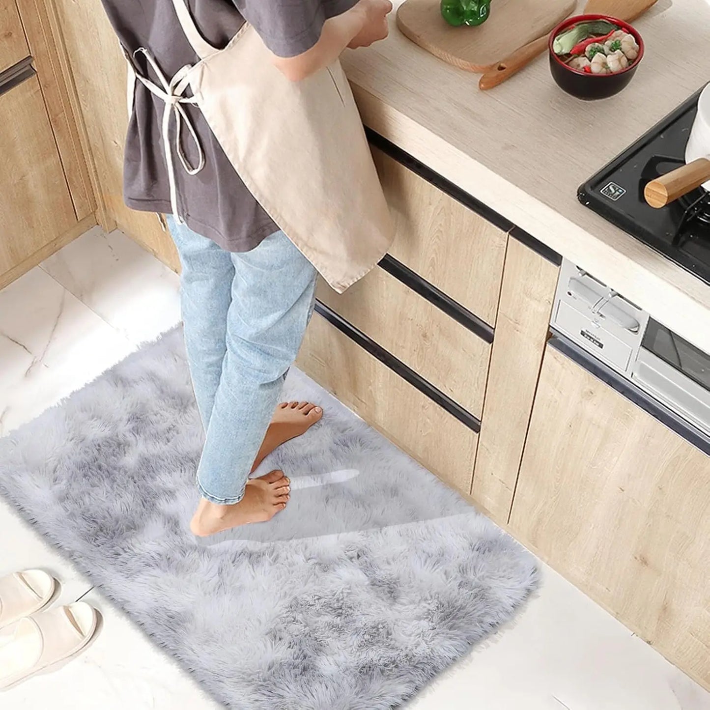 VIKAMA Tie-Dye Plush Non-Slip Kids Area Rug