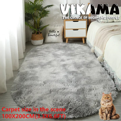 VIKAMA Oval Tie-Dye Rug Soft Bedside Living Room Kitchen Mat Home Decor