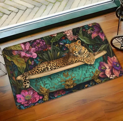 Leopard Print Flannel Animal Pattern Floor Mat