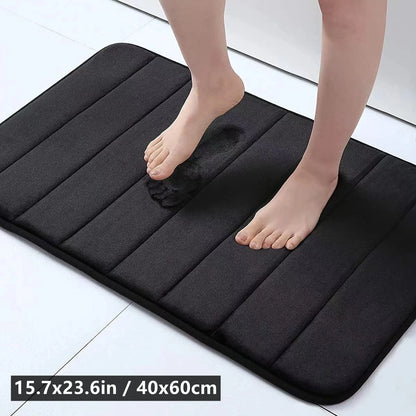 Home Simple Flannel Striped Bathroom Floor Mat Non-Slip Toilet Bathtub Side Door Mat