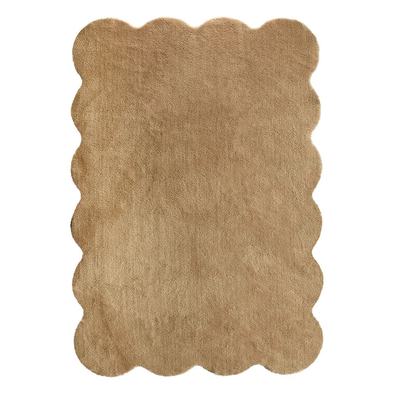 Modern Minimalist Solid Color Irregular Plush Washable Area Rug