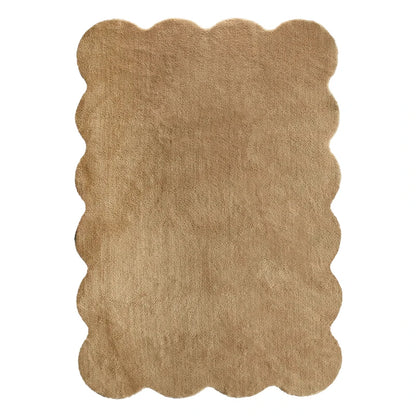 Modern Minimalist Solid Color Irregular Plush Washable Area Rug