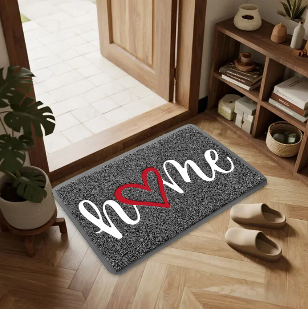 Heart pattern welcome non-slip door mat