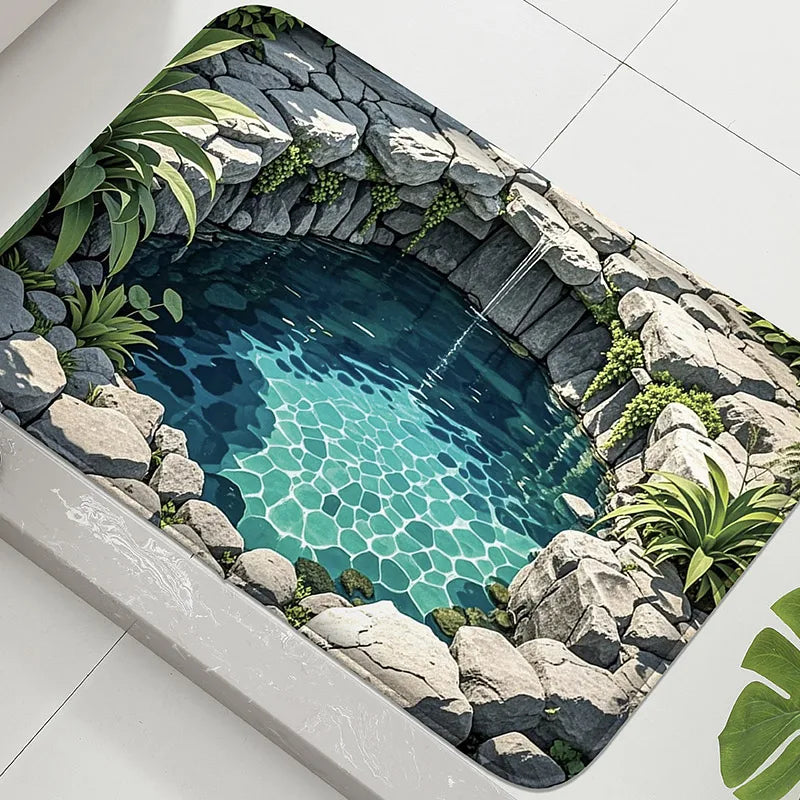 Koi Fish Print Bathroom Mat Non-Slip Absorbent Foot Rug Shower Room Door Carpet Home Decor