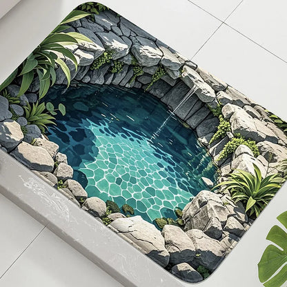 Koi Fish Print Bathroom Mat Non-Slip Absorbent Foot Rug Shower Room Door Carpet Home Decor