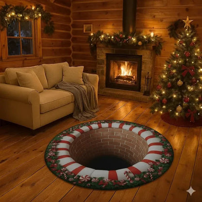 Christmas Candy Cane 3D Round Rug