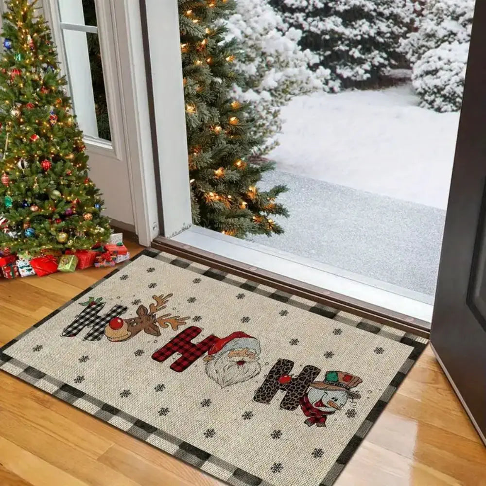 VIKAMA Christmas Happy Santa Reindeer Welcome Doormat