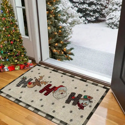 VIKAMA Christmas Happy Santa Reindeer Welcome Doormat