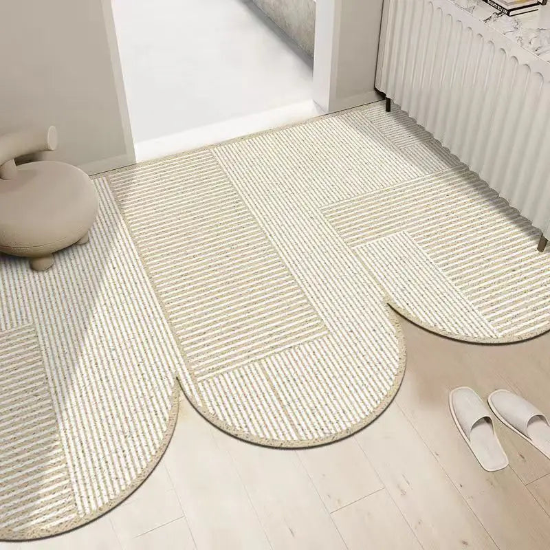 Cream silk ring cuttable entrance door mat
