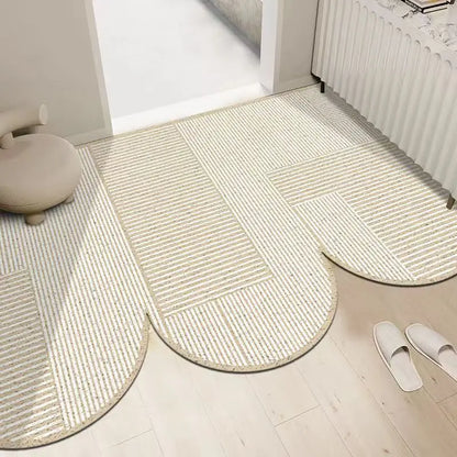 Cream silk ring cuttable entrance door mat