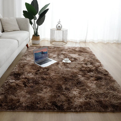 Machine Washable Grey Shaggy Area Rug Soft Fluffy Non-Slip Indoor Carpet