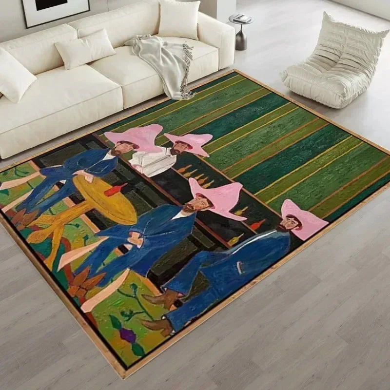 VIKAMA Retro Abstract Crystal Pile Rug Soft Living Room Bedroom Sofa Floor Mat Home Decor