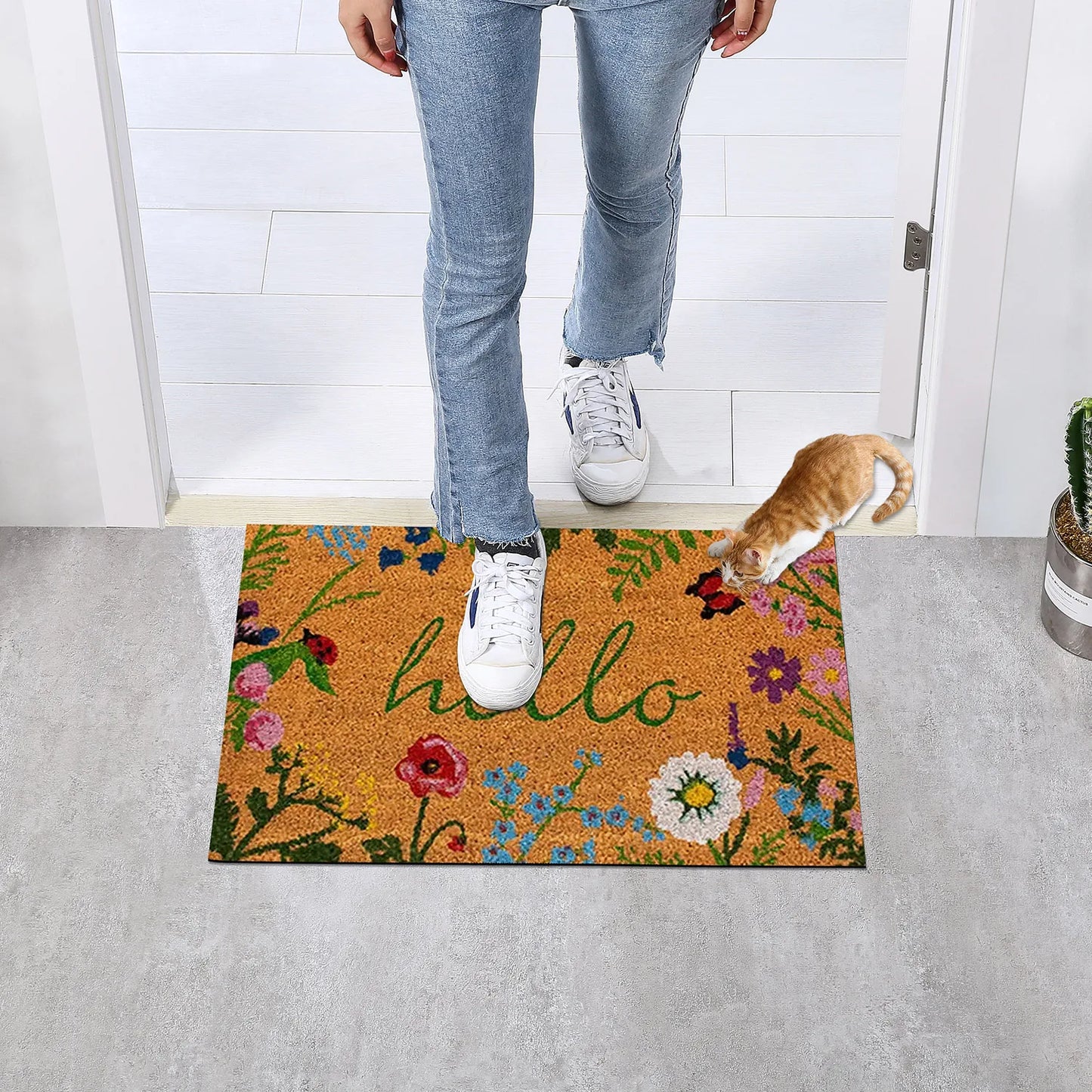 Thin Non-Slip Floor Rug Durable Welcome Doormat Machine Washable Outdoor Entrance Mat Home Decor