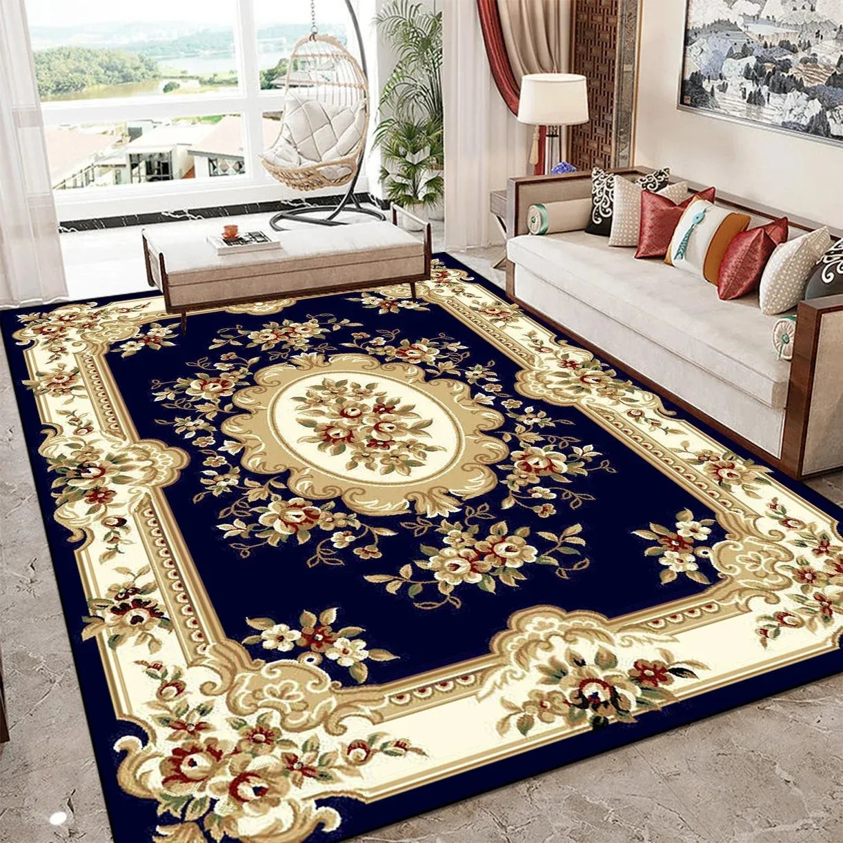 European Style Luxury Large Area Living Room Carpet Soft Home Decor Bedroom Sofa Floor Mat Custom Rug