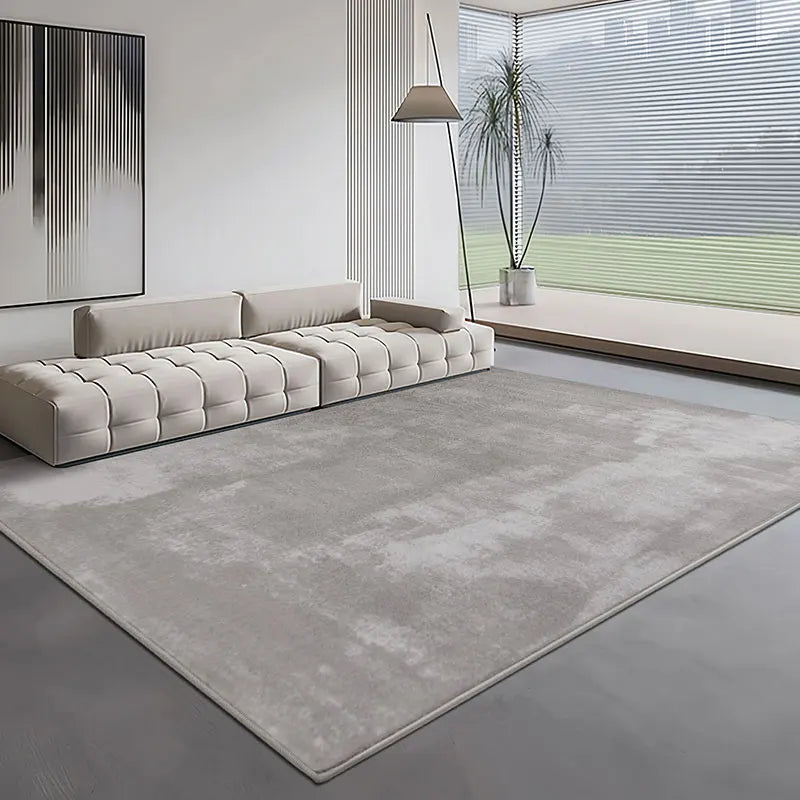 Modern Minimalist Grey Plush Washable Area Rug