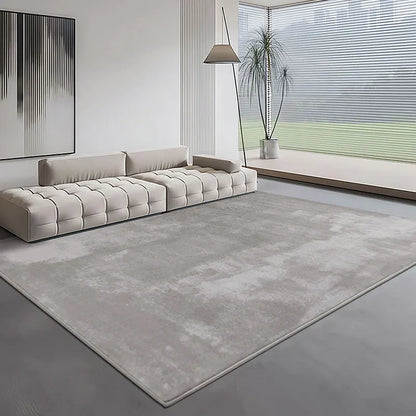 Modern Minimalist Grey Plush Washable Area Rug