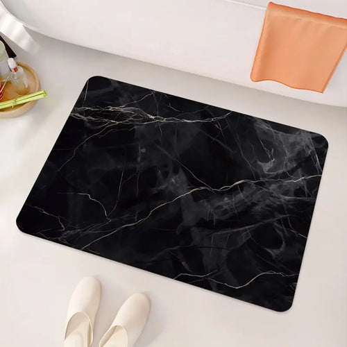 Black Gold Marble Diatom Bathroom Floor Mat