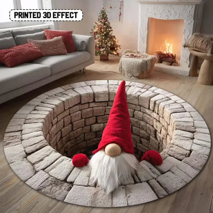 Gnome Christmas round Santa decorative door mat festive holiday rug