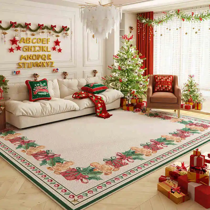 VIKAMA Christmas Tree Carpet Large Area Living Room Bedroom Floor Mat Festive Home Decoration