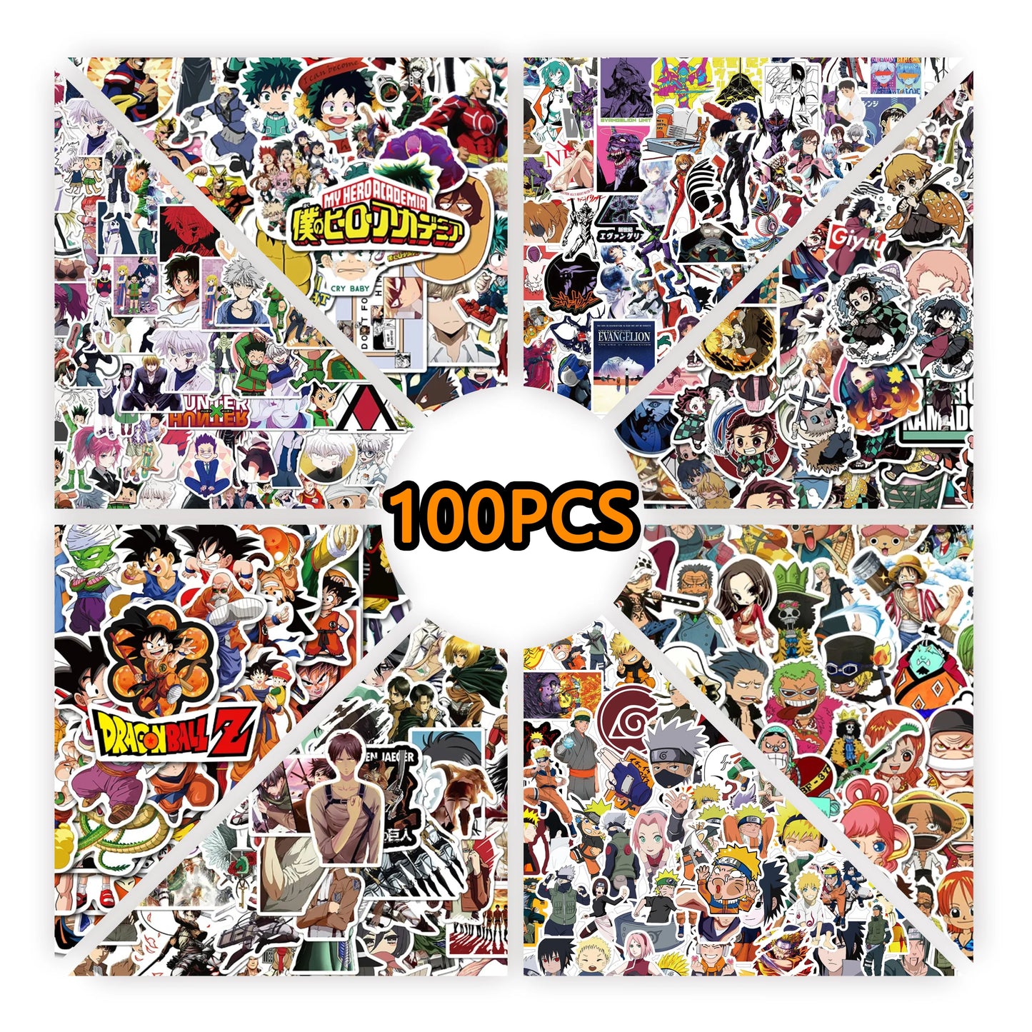 Mixed Anime Waterproof Sticker Set 100 Pieces