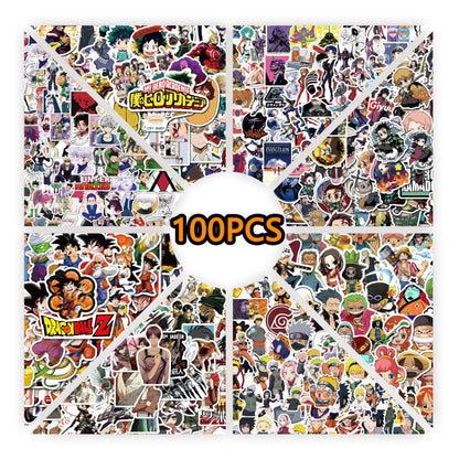 Mixed Anime Waterproof Sticker Set 100 Pieces