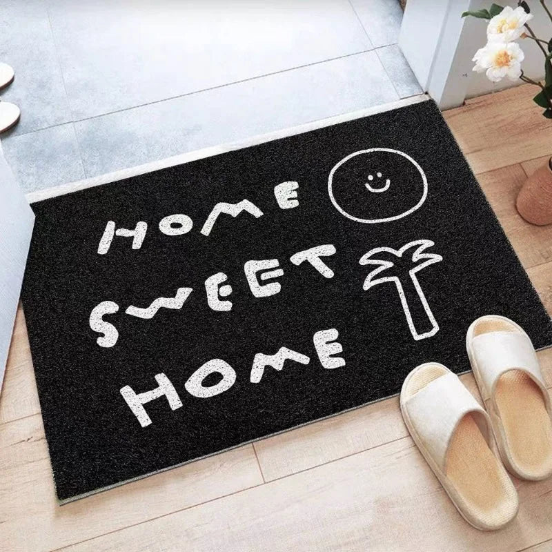 Home floor mat silk ring pvc pet carpet non-slip mat foot mat door door can be cut black entrance door mat