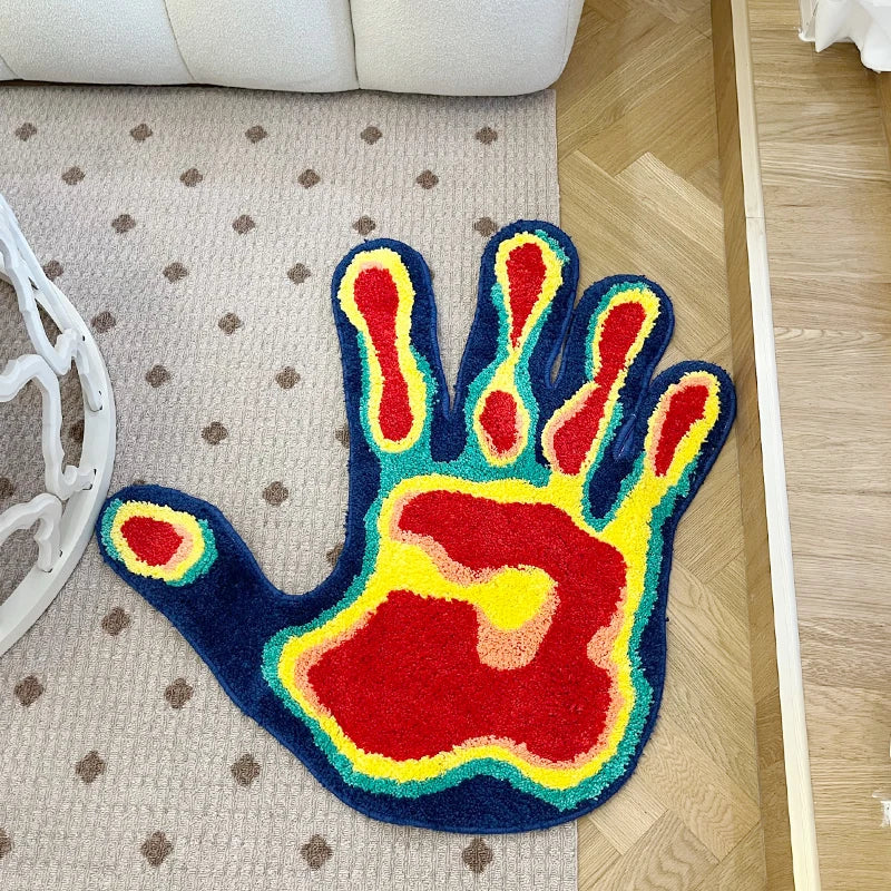 Palm Shape Tufted Fluffy Handmade Area Rug