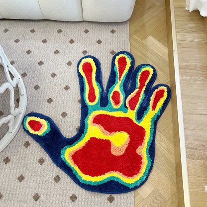 Palm Shape Tufted Fluffy Handmade Area Rug
