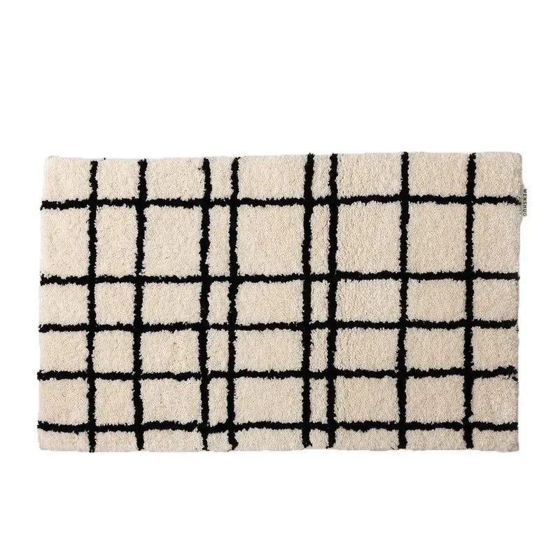 VIKAMA Korean-Style Soft Shaggy Rug: Slip-Resistant, Water-Absorbent, and Washable Bathroom and Entryway Decor Rug