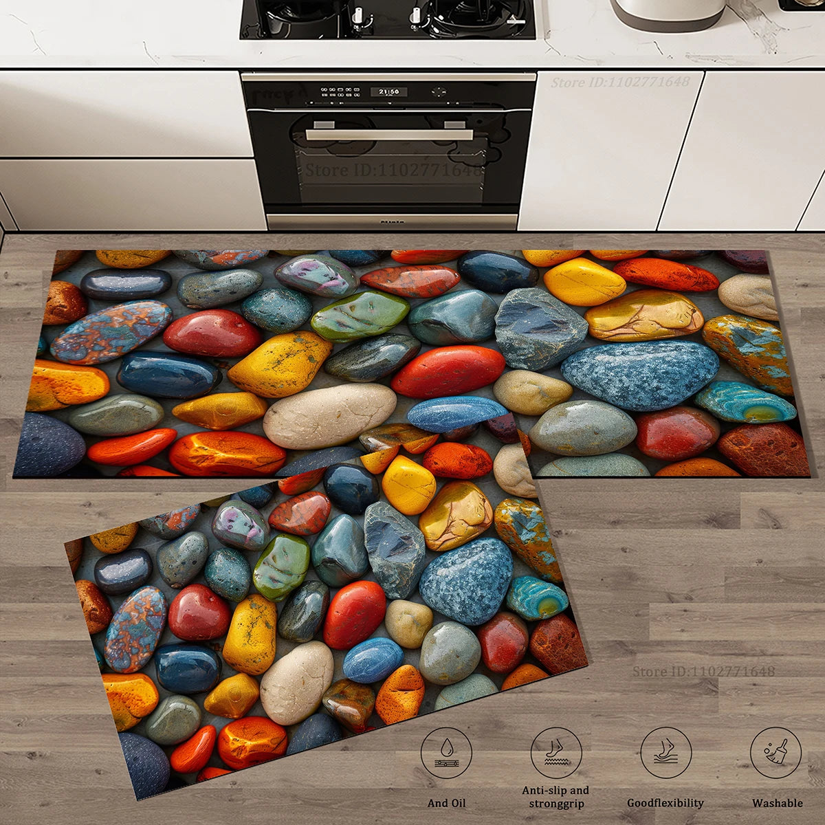 Pebble Pattern Floor Mat High Quality Non-Slip Absorbent Kitchen Entrance Doormat Waterproof Washable Living Room Carpet Home Decor