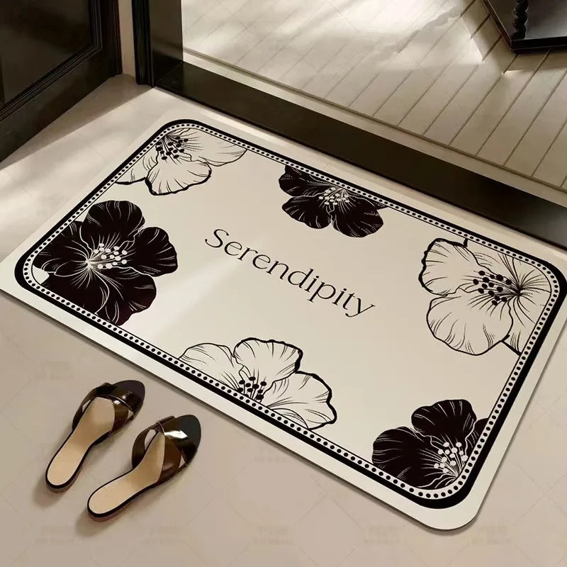 French Style Light Luxury Diatomaceous Earth Mat Absorbent Non-Slip Bathroom Entrance Door Floor Rug Home Decor