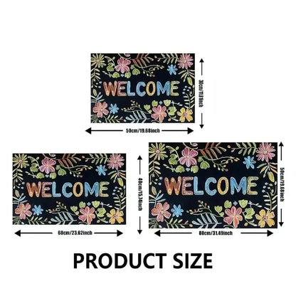 Merry Christmas Flannel Door Mat Printed Absorbent Machine Washable Foot Mat Holiday Decoration