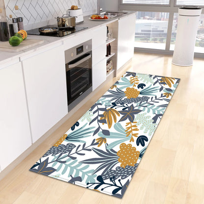 Tropical leaves non-slip washable kitchen mat