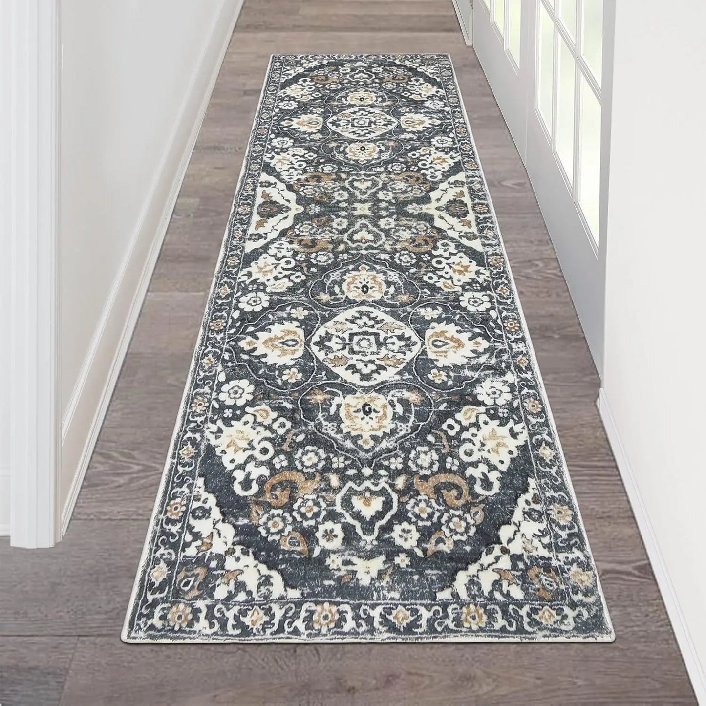 VIKAMA Bohemian American Retro Runner Carpet Non-Slip Living Room Corridor Floor Mat