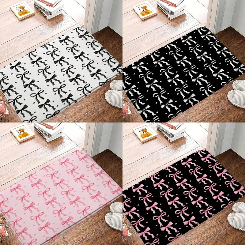 Cute Bow Carpet Mat Non-Slip Absorbent Quick-Dry Bathroom Shower Room Bathtub Rug Home Decor