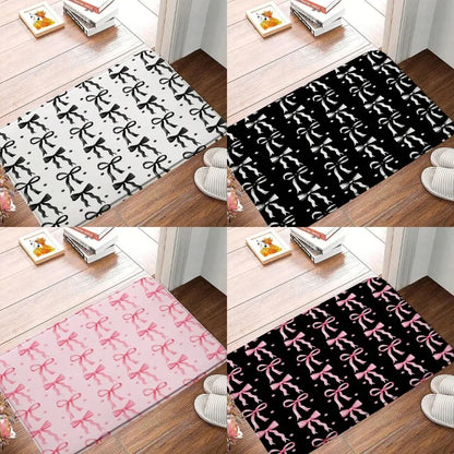 Cute Bow Carpet Mat Non-Slip Absorbent Quick-Dry Bathroom Shower Room Bathtub Rug Home Decor