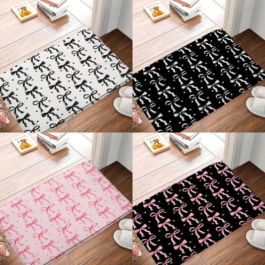 Cute Bow Carpet Mat Non-Slip Absorbent Quick-Dry Bathroom Shower Room Bathtub Rug Home Decor