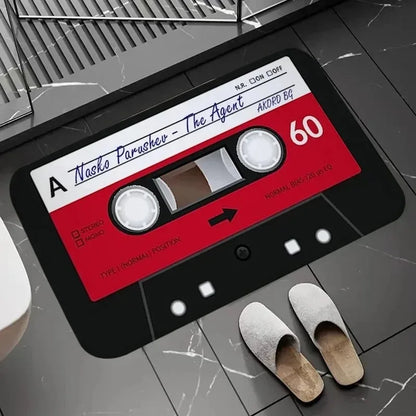 Retro Cassette Tape Music Theme Doormat