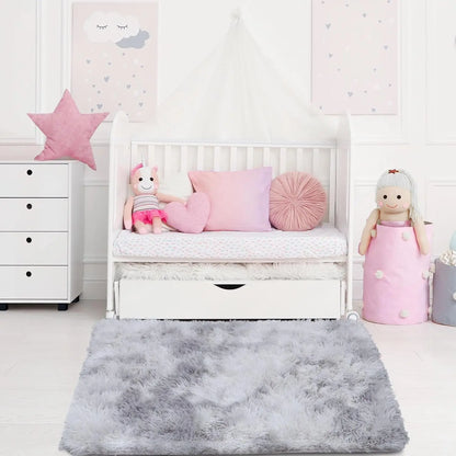 VIKAMA Tie-Dye Plush Non-Slip Kids Area Rug