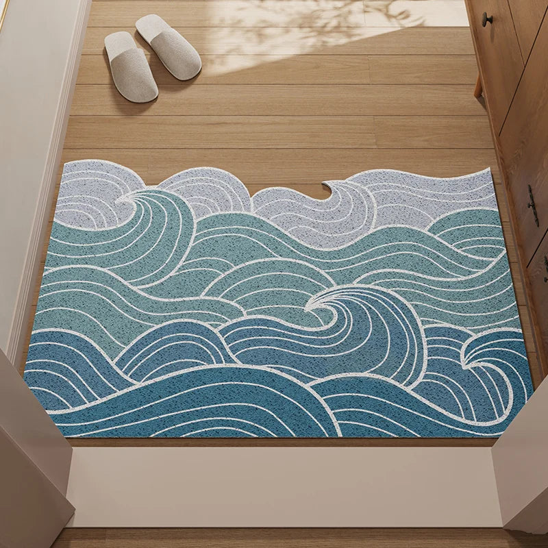 Irregular Silk Ring Entrance Door Mat Anti-Slip Dirt-Resistant Foyer Carpet