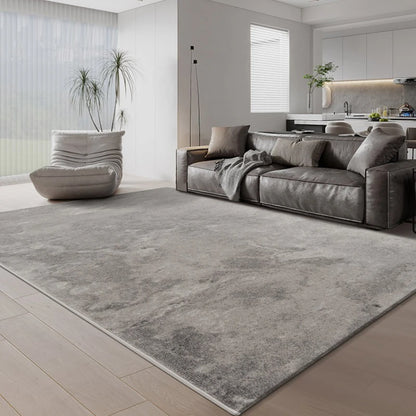 Modern Minimalist Grey Plush Washable Area Rug