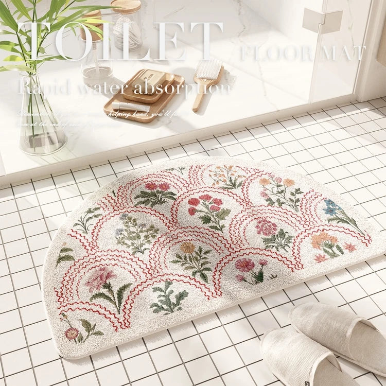 Fresh American Floral Bathroom Absorbent Non-Slip Door Floor Mat