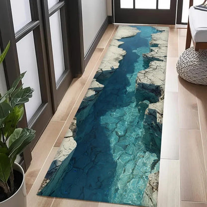 3D waterfall abyss illusion runner rug